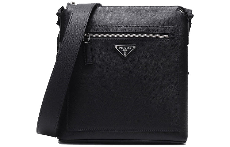 PRADA Cow Leather Shoulder Bag Crossbody Bag Men's Black
