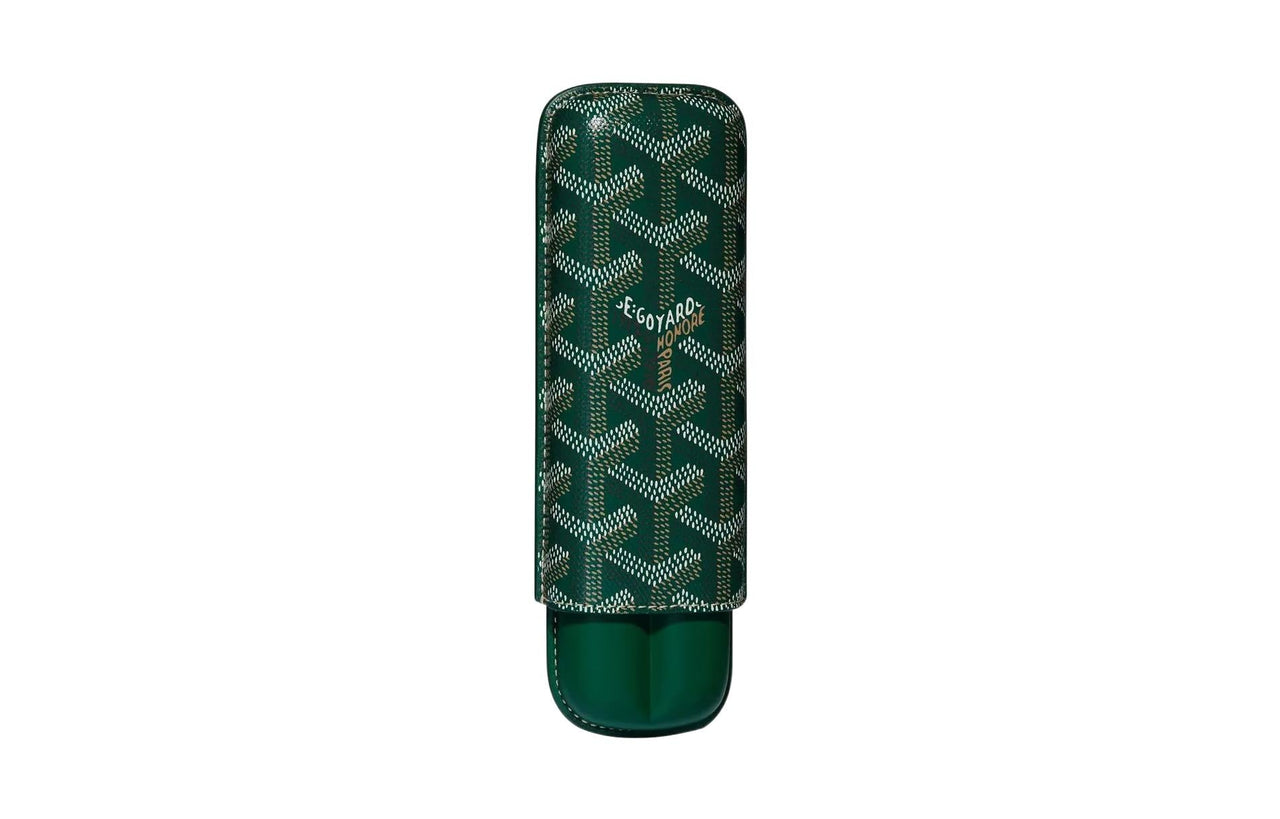 إكسسوارات صندوق سيجار GOYARD Churchill Canvas With Calfs Leather Dog's Teeth للجنسين باللون الأخضر