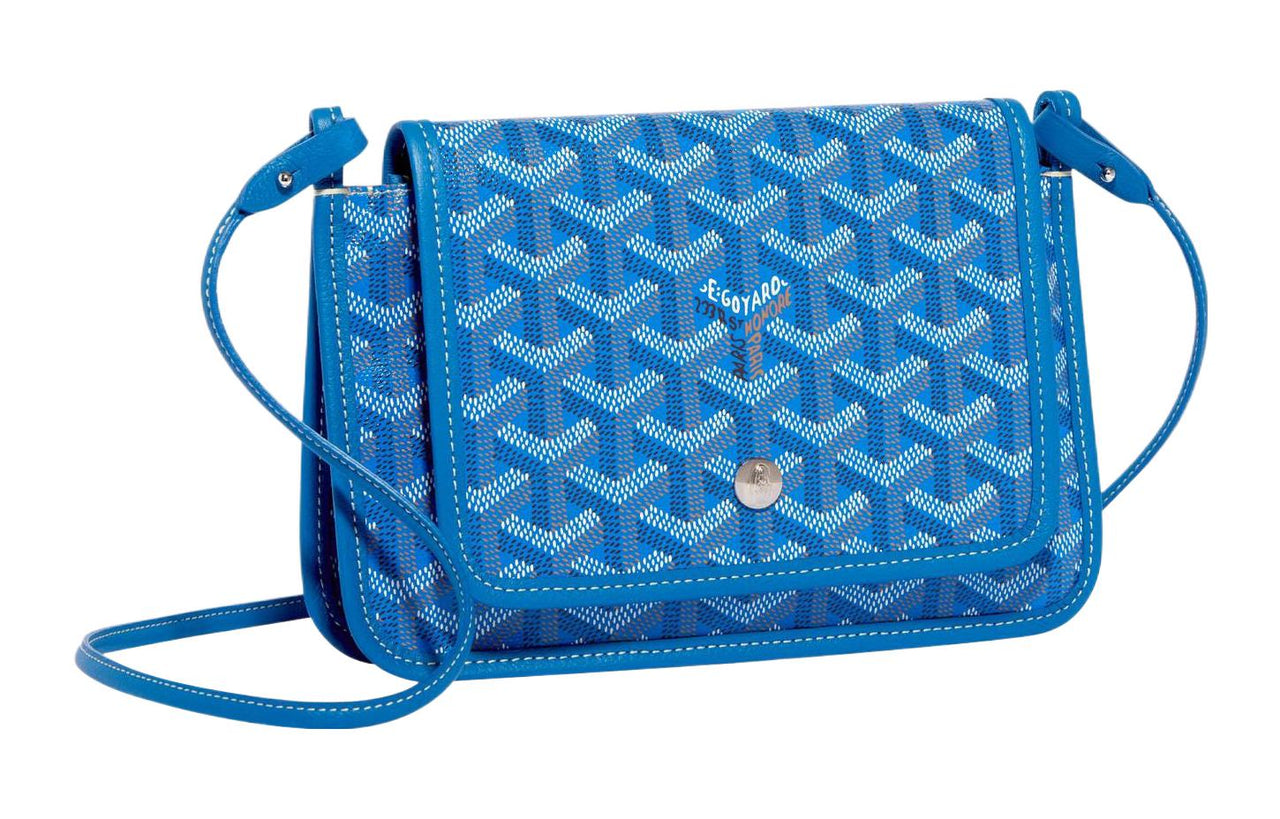 GOYARD Plumet Calfskin With Canvas Dog's Teeth Shoulder Bag Crossbody Bag Regular Women's Blue