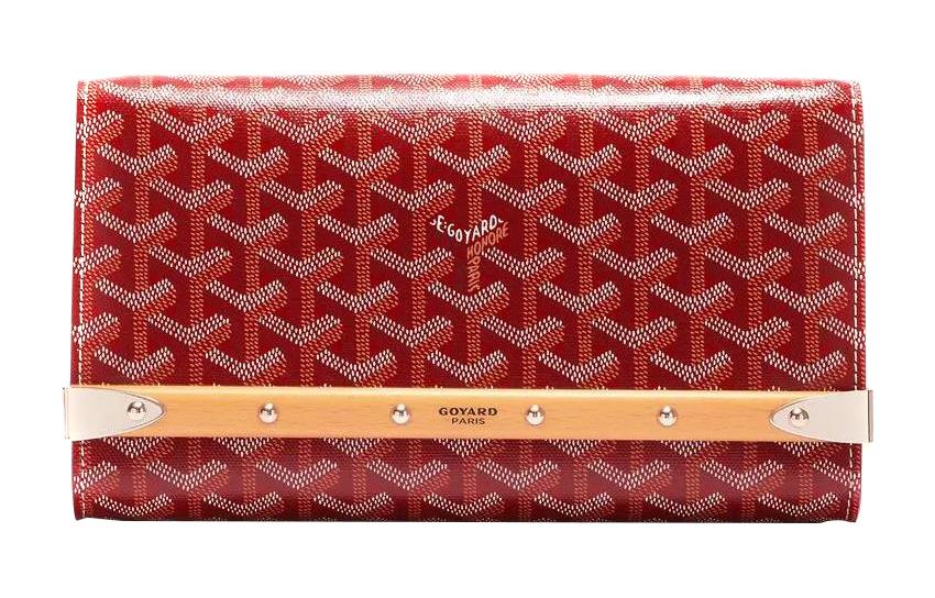 GOYARD MONTE-CARLO Canvas With Leather Clutches Crossbody Bags Small Size Women's Red