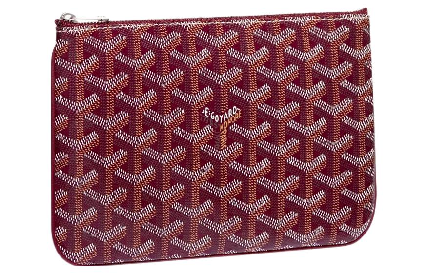 GOYARD SENAT Canvas With Leather Toiletry Bags Storage Bags Clutches Small Size Unisex Burgundy