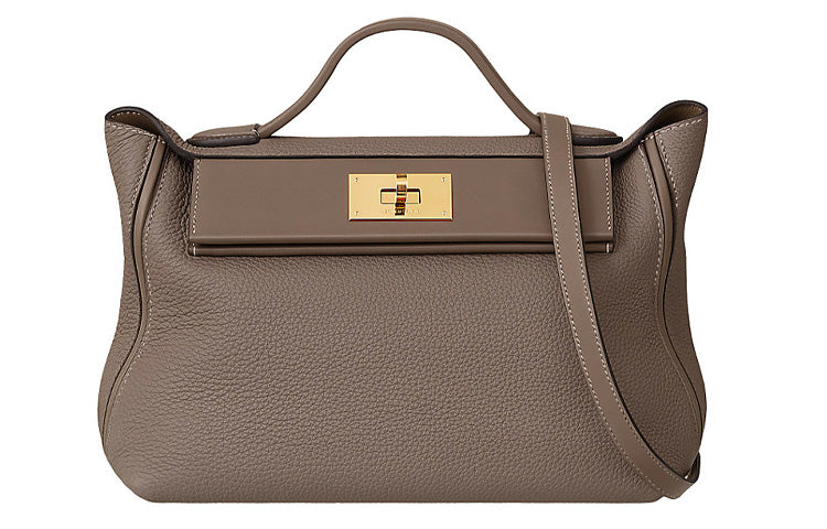 HERMES 24/24 Togo Leather With Swift Calfskin Crossbody Handbag Shoulder Bag Women's Elephant Gray