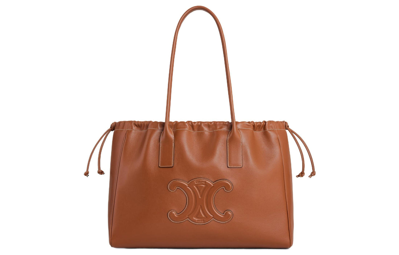 CELINE Cabas Smooth Cow Leather Tote Bag Shopping Bag Shoulder Bag Handbag Women's Tawny