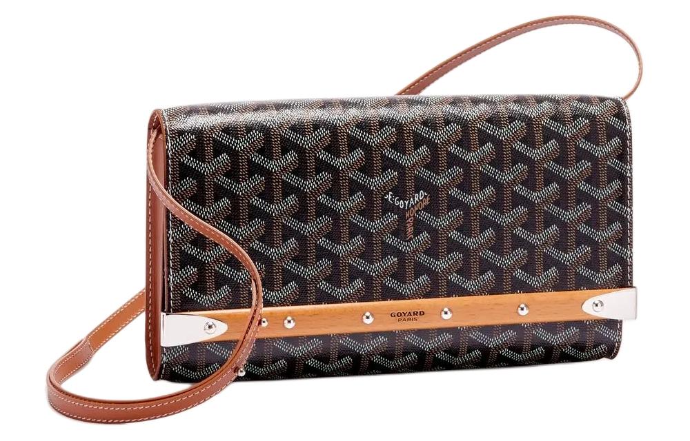GOYARD MONTE-CARLO Canvas With Calfskin One Shoulder Crossbody Clutches Small Size Unisex Black & Brown