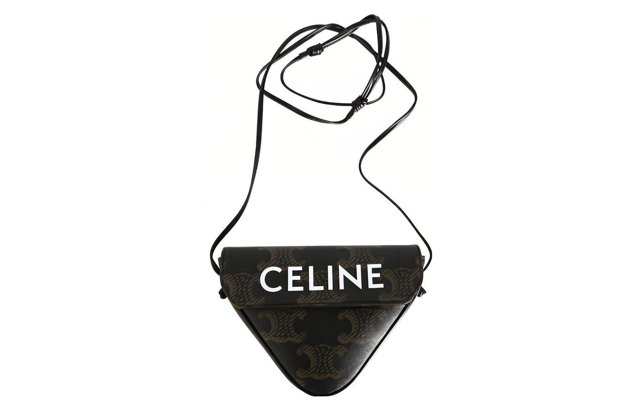 CELINE Canvas With Leather Triangle Bag, Shoulder Bag, Crossbody Bag Women's Brown