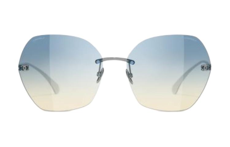 CHANEL - Irregular Shape Sunglasses Women's Silver