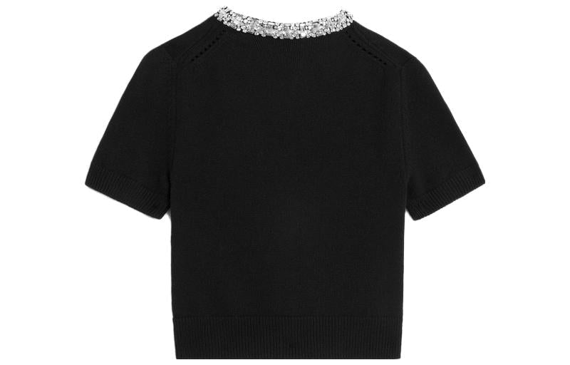 CELINE Embroidered Cropped Cardigan In Cashmere