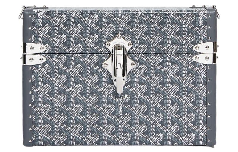 GOYARD Cassette Canvas With Leather Trim TRUNK Hard Case With Crossbody Bag Unisex Gray