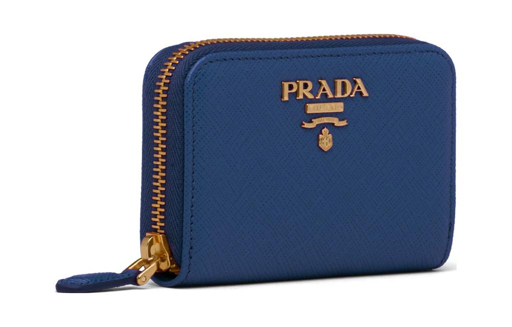 PRADA Cow Leather Coin Purses Wallets Women's Blue