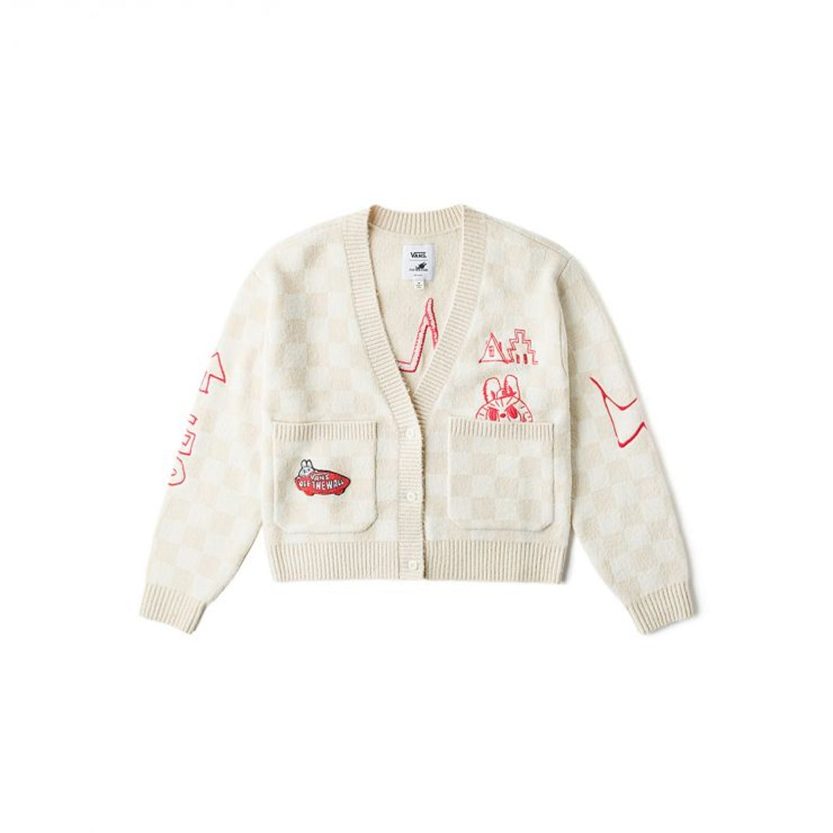 (WMNS) Vans The Monsters LABUBU Knit Cardigan 'White Red' VN000JFEDHI