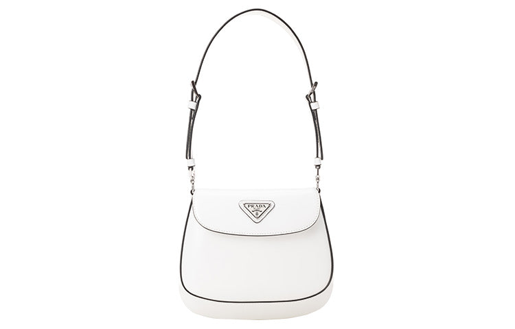 PRADA Cleo Leather Shoulder Bag Women's White