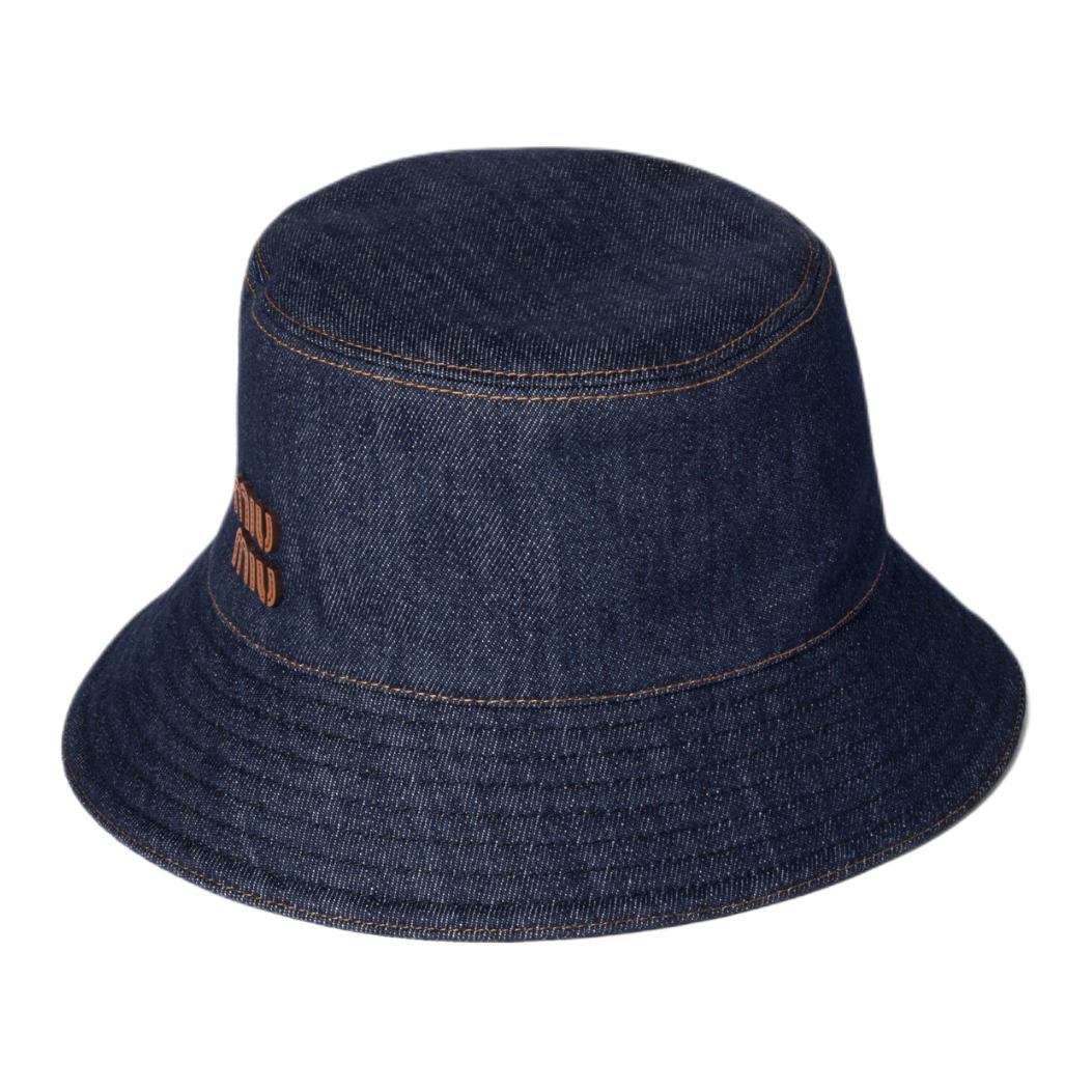 MIU MIU Cotton, Leather Bucket Hats Women's Blue