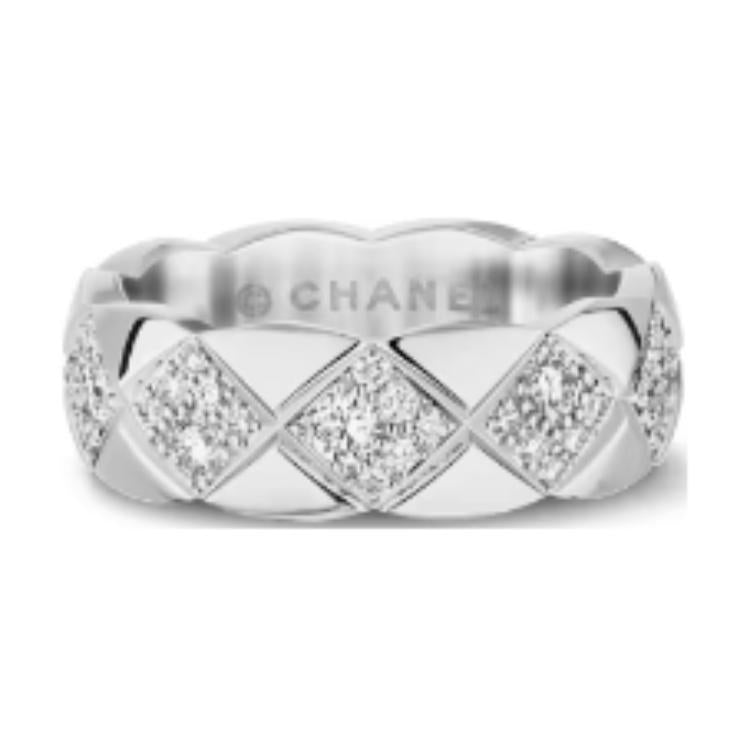 CHANEL 18K Gold Rings Women's Silver