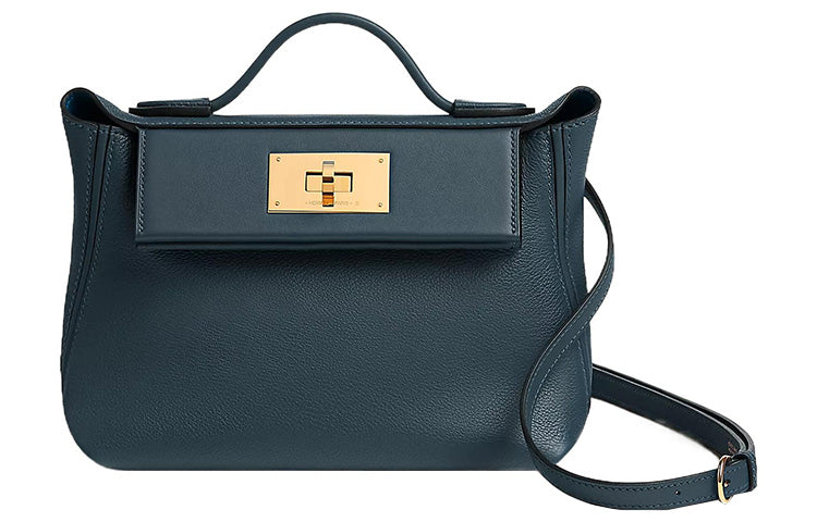 HERMES 24/24 Evercolor With Swift Calfskin Shoulder Bag Crossbody Bag Handbag Mini Women's Prussian Blue/Black