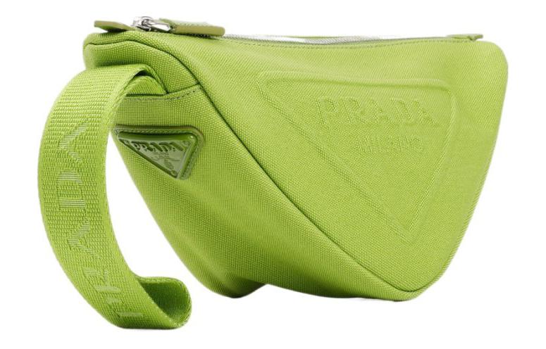 PRADA Cotton Triangle Bag Clutch Men's Feather Green