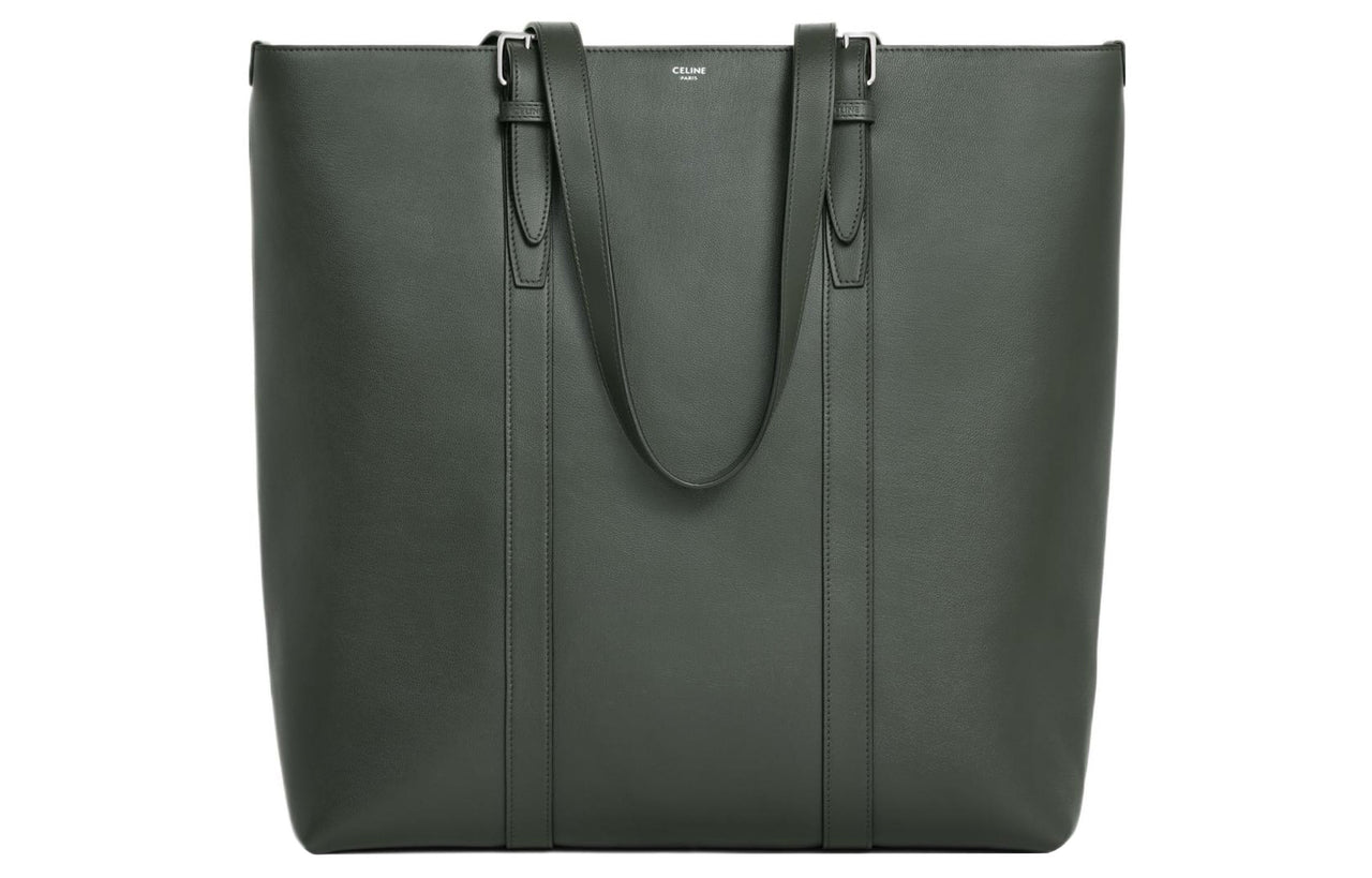 CELINE Cabas Smooth Cow Leather Tote Bag Shopping Bag Handbag Regular Men's Dark Army Green