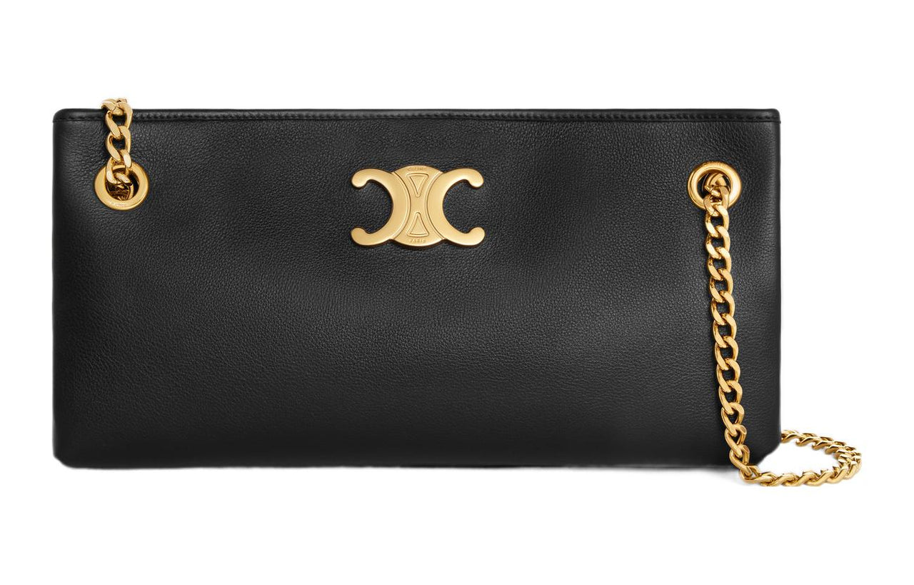 CELINE Cow Leather Handbag, Shoulder Bag Women's Black