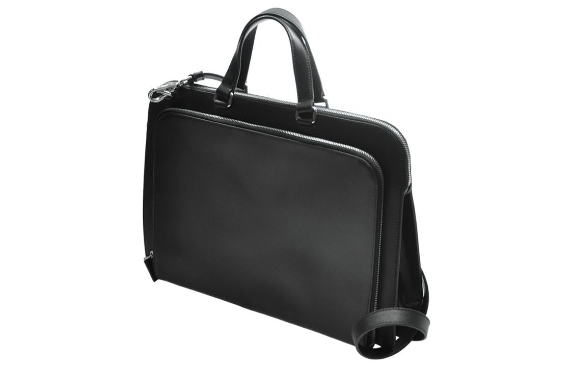 PRADA Cow Leather Shoulder Bag Crossbody Bag Handbag Men's Black