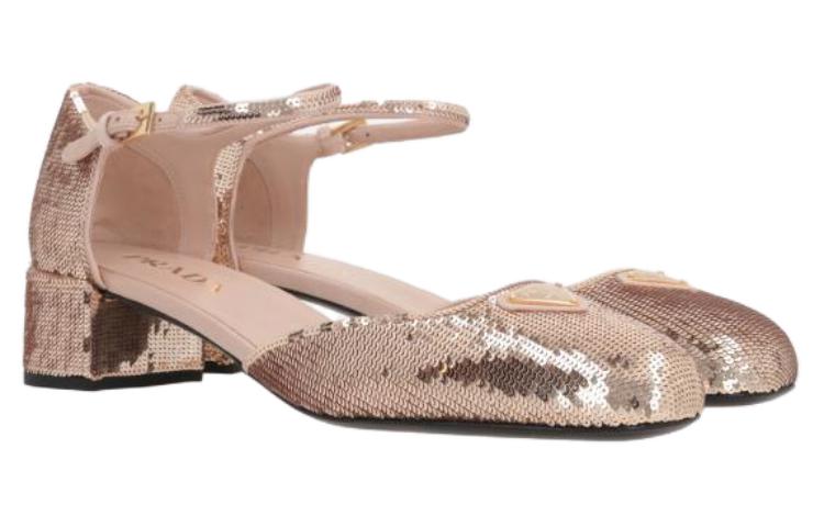 PRADA Chunky Heel High Heels Women's Gold
