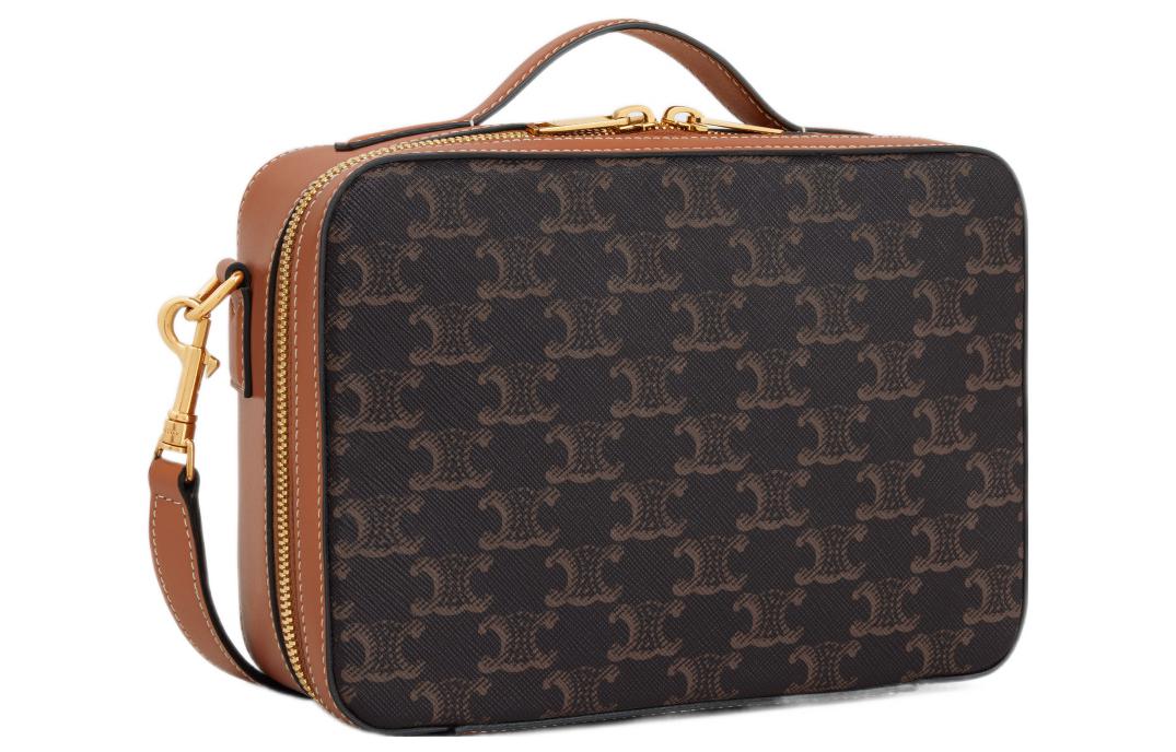 CELINE Cow Leather Handbag Shoulder Bag Crossbody Bag Women's Tawny