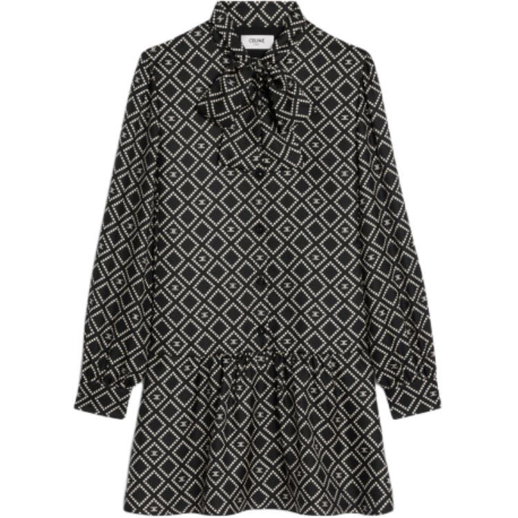 CELINE Basque Mini Dress In Silk Twill