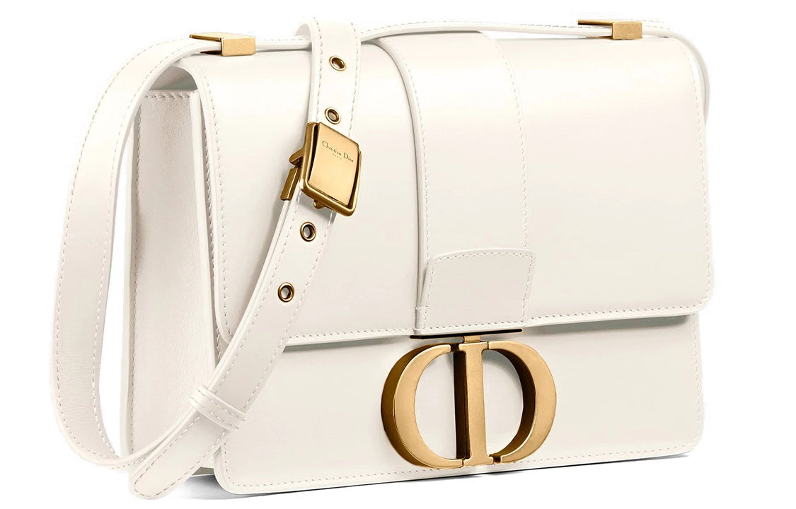 DIOR 30 Montaigne Smooth Cow Leather Box Bag, Shoulder Bag Women's Ecru