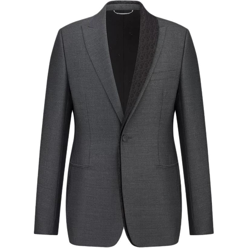 DIOR Jacket With Asymmetric Shawl Collar Business Suit Men's Gray
