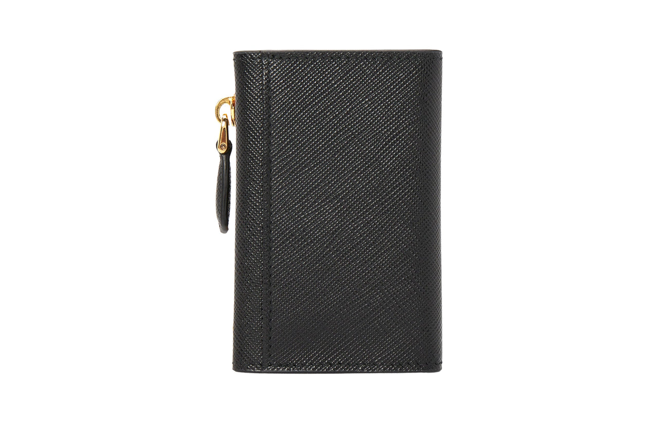 PRADA Cow Leather Card Clip Card Holder Women's Black