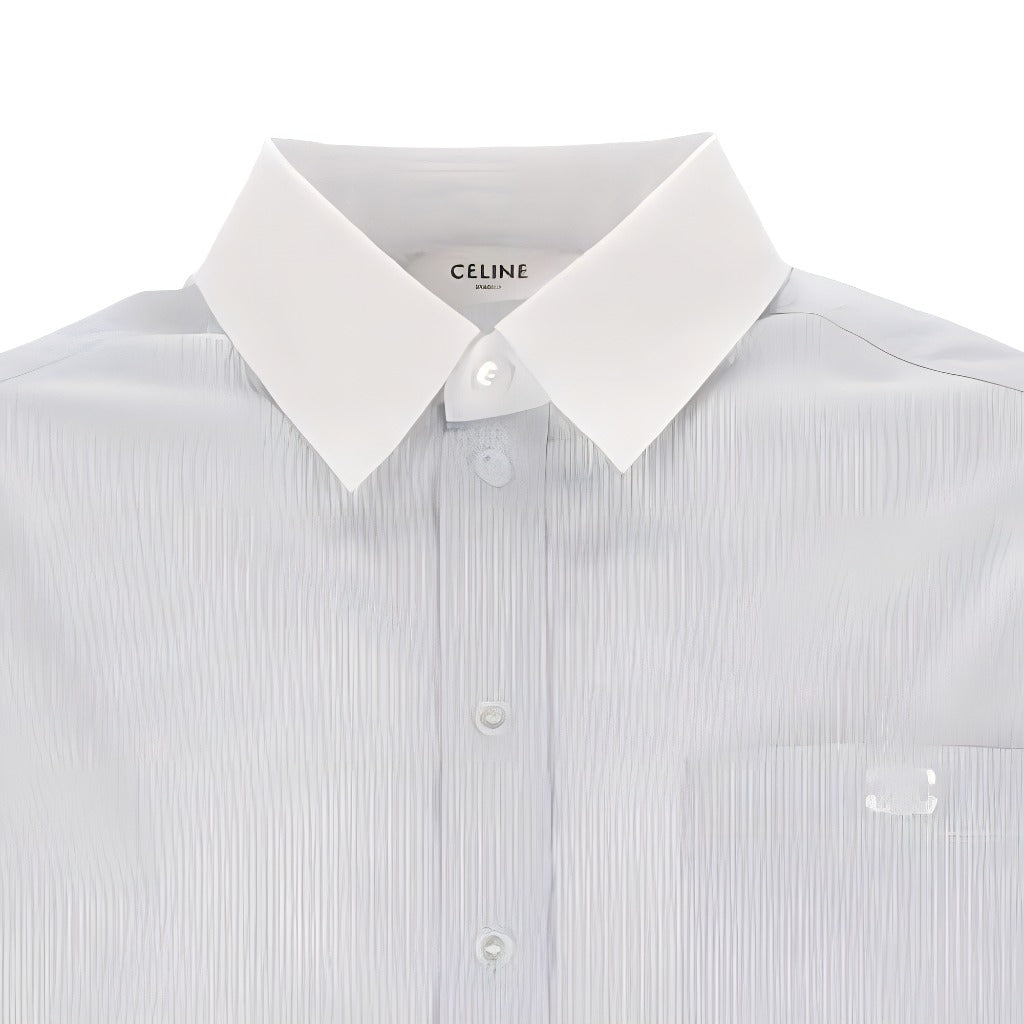 CELINE Cropped Shirt In Striped Cotton Poplin