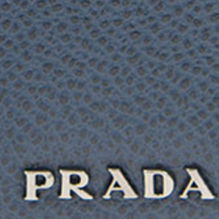 PRADA Cow Leather Card Holder Women's Blue