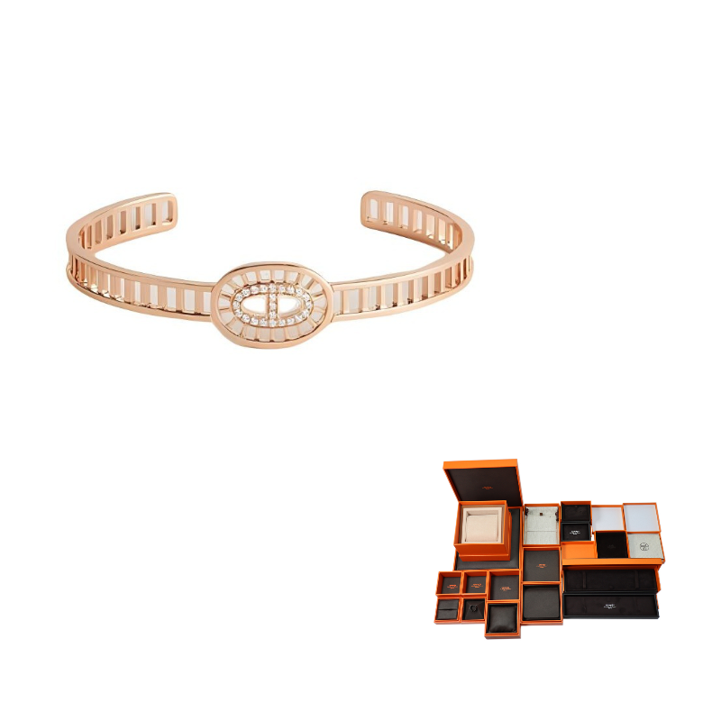 HERMES 18K Rose Gold Bangles Women's Gold