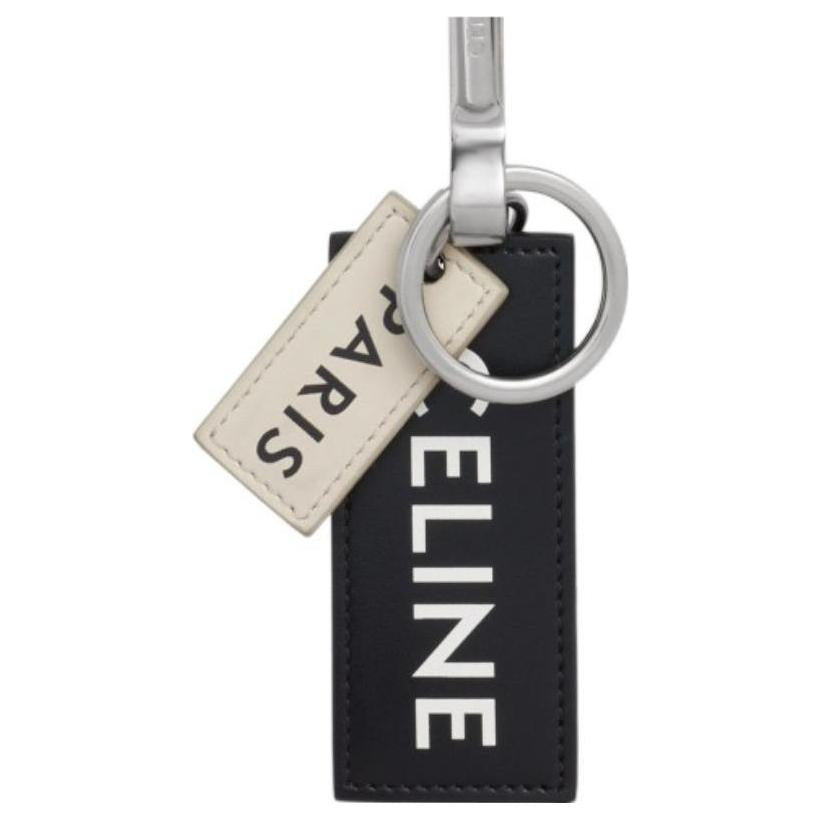 CELINE Calfskin Keychains Unisex Black