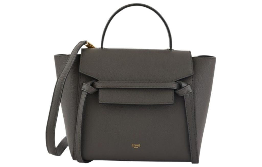 CELINE Cow Leather Shoulder Bags Handbags Women's Gray