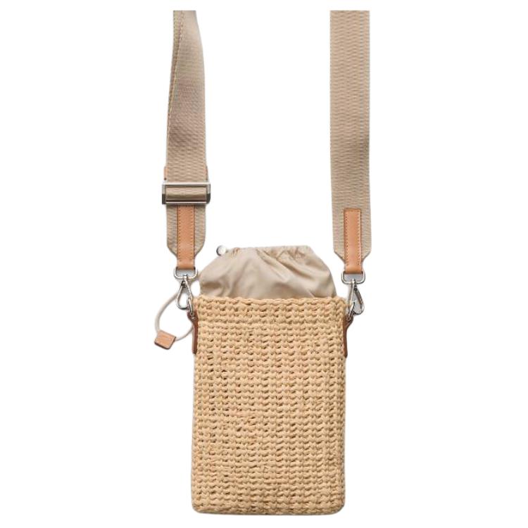 PRADA Calfskin Cell Phone Pouch Men's Beige