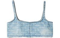 MIU MIU Logo-print Denim Crop Top