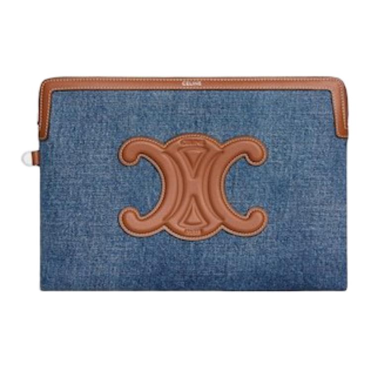 CELINE Denim Clutch Trumpets Women's Blue