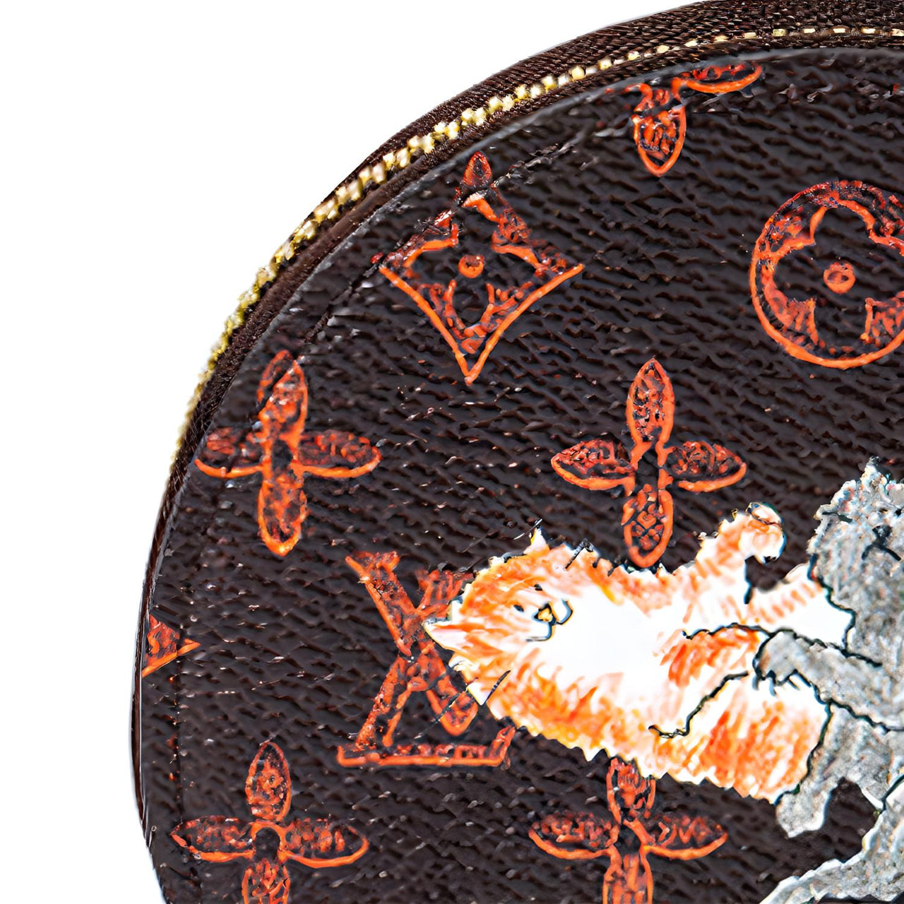 LOUIS VUITTON Cow Leather Coin Purse Women's Brown/Multicolor
