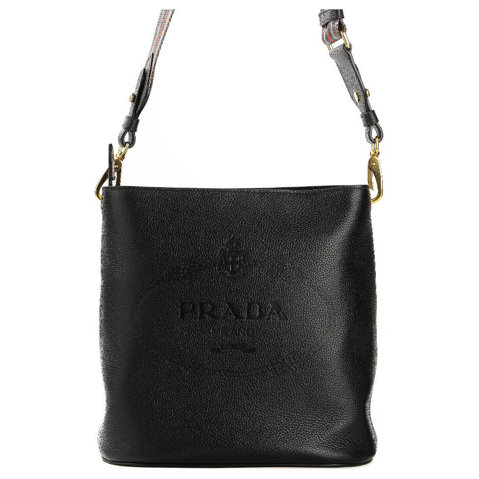 PRADA Calfskin Crossbody Bag Shoulder Bag Regular Women's Black
