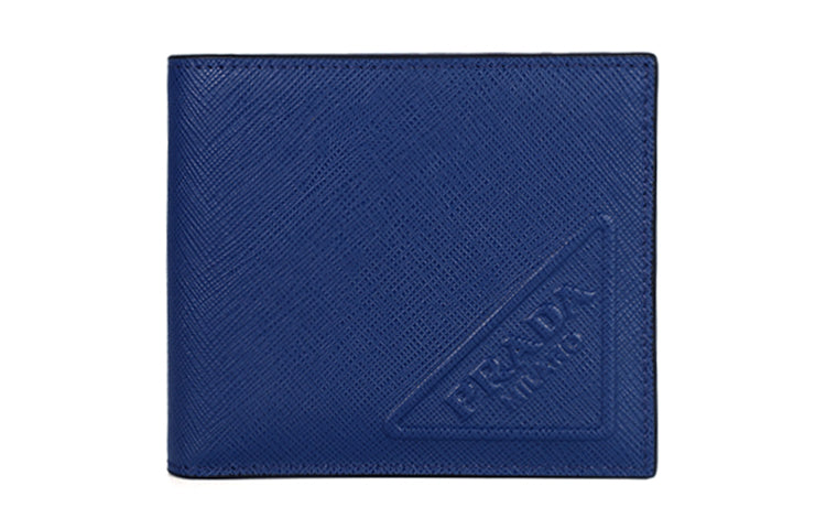 PRADA Cow Leather Card Holder, Wallet Trumpets Men's Blue