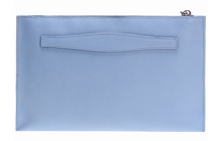 PRADA Cow Leather Clutch Women's Light Blue