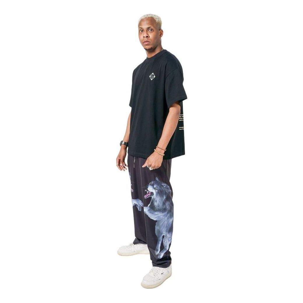 House of Cenmar Pants with Wolf Artwork Print 'Black' HOC-TWB