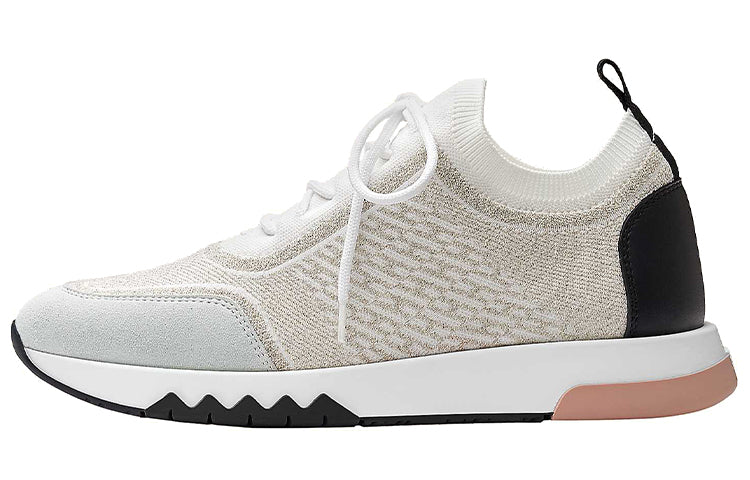 HERMES Addict Sneaker Anti-Slip Wear-Resistant Low-Top Casual Shoes Women's Multicolor Rose Gold Patchwork