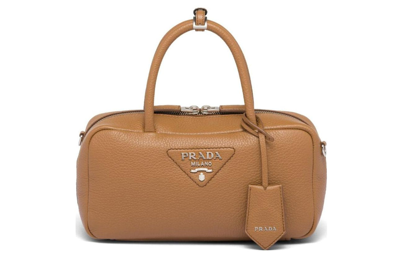 PRADA Cow Leather Handbag Women's Caramel Brown