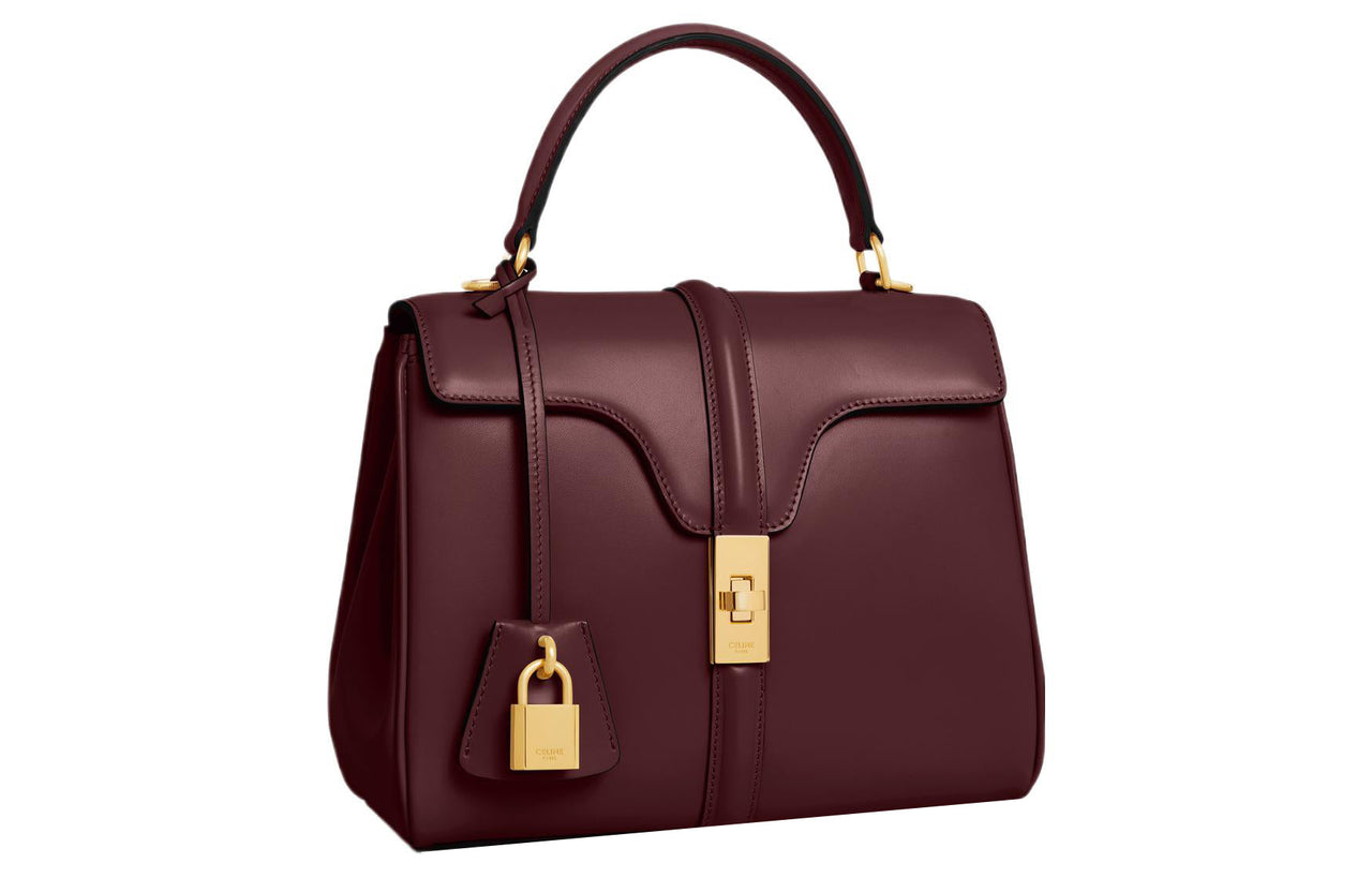 CELINE Calfskin Shoulder Bag Crossbody Bag Handbag Small Size Women's Dark Burgundy