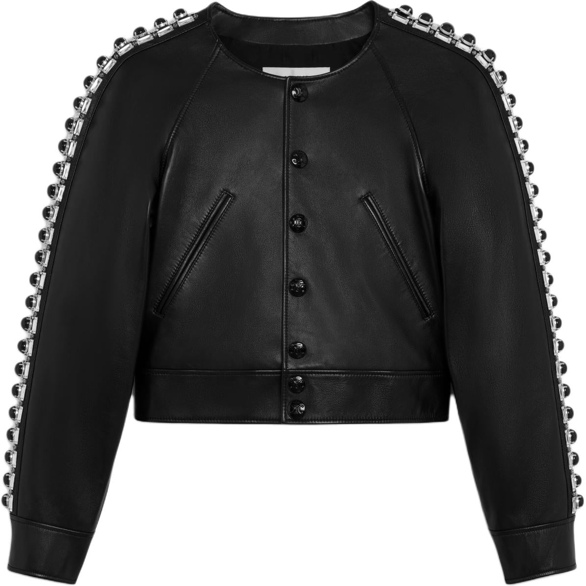 CELINE Embroidered Blouson Jacket In Soft Lambskin