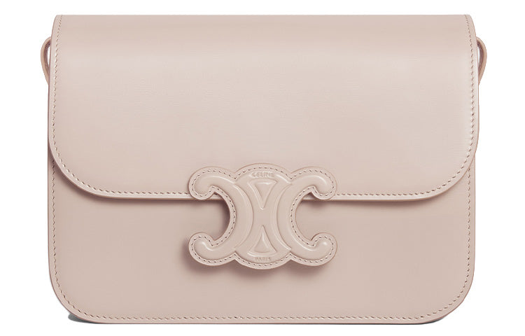 CELINE Cuir Triomphe Calfskin Crossbody Bag Shoulder Bag Medium Size Women's Light Pink