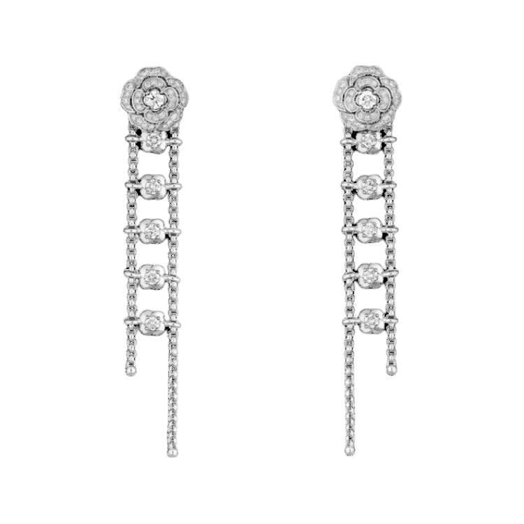 CHANEL 18K Gold Earrings Unisex Silver