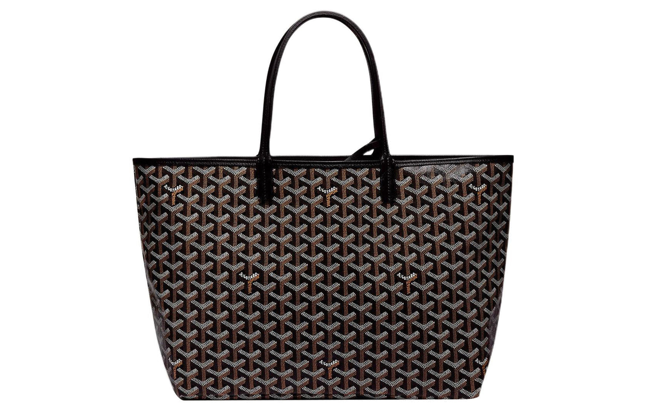GOYARD Saint Louis Canvas With Leather Combo Bag Tote Shoulder Bags Handbags Small Size Unisex Black