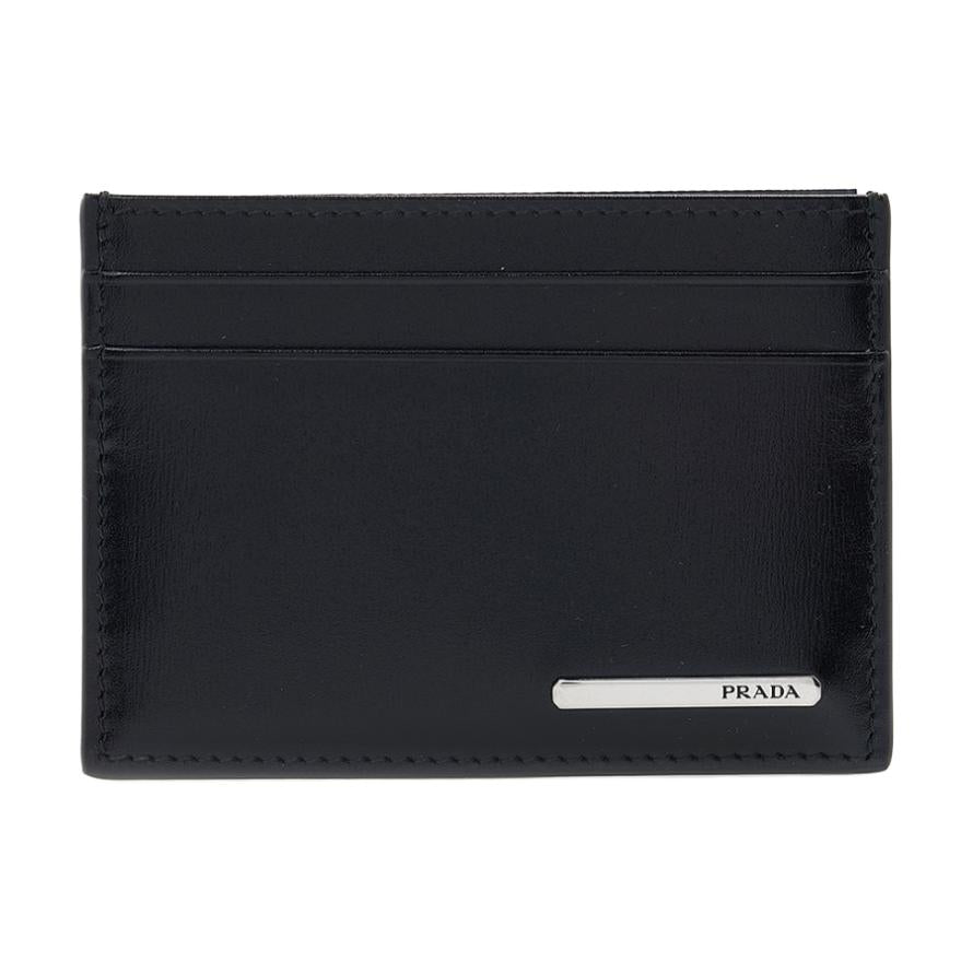 PRADA Cow Leather Card Holder Men's Black