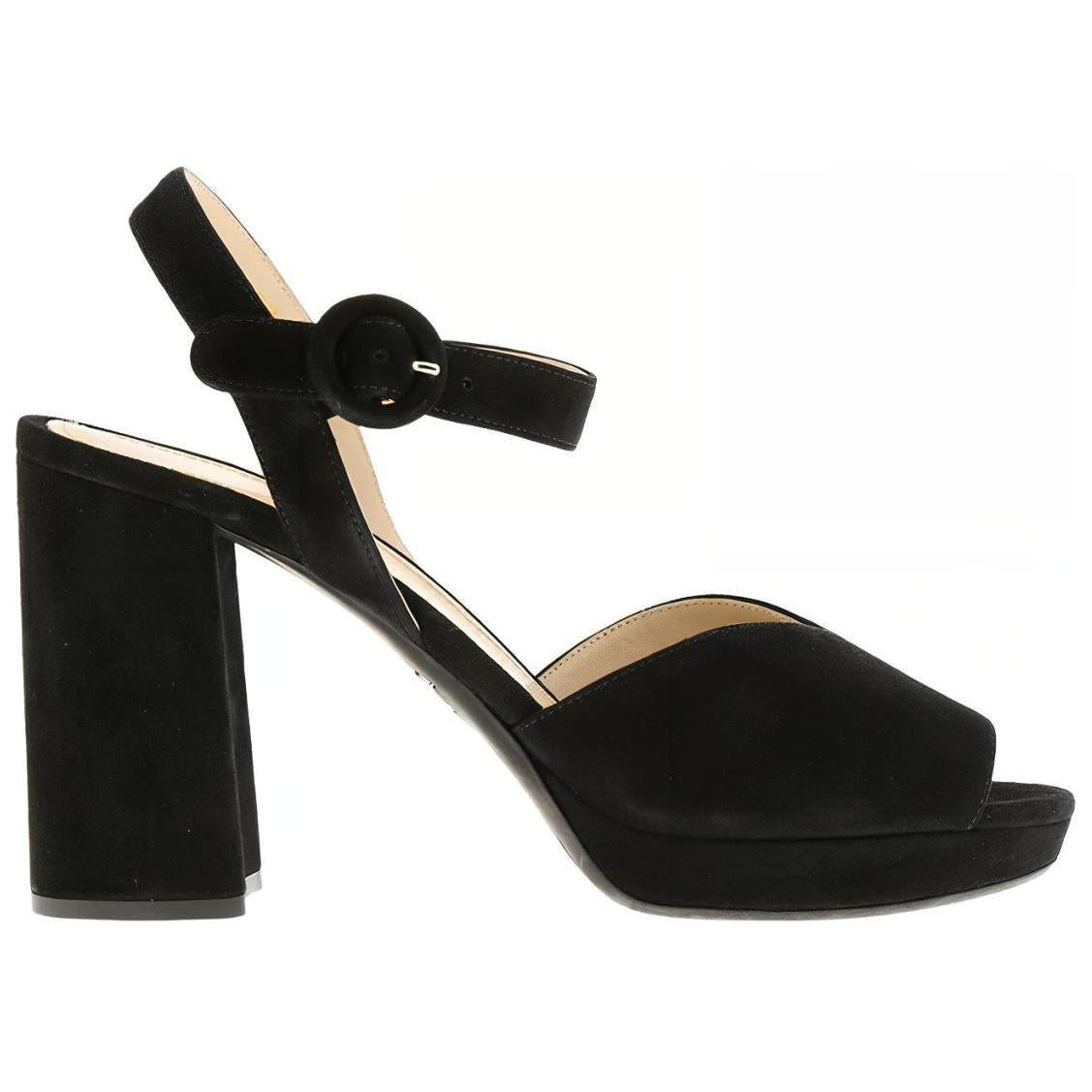 PRADA Chunky Heel One Strap Sandals Women's Black